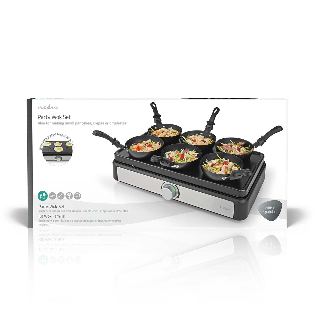 Party Wok Set | Grill | 6 Persons | Spatula | Temperature setting | Non-stick coating | Rectangle