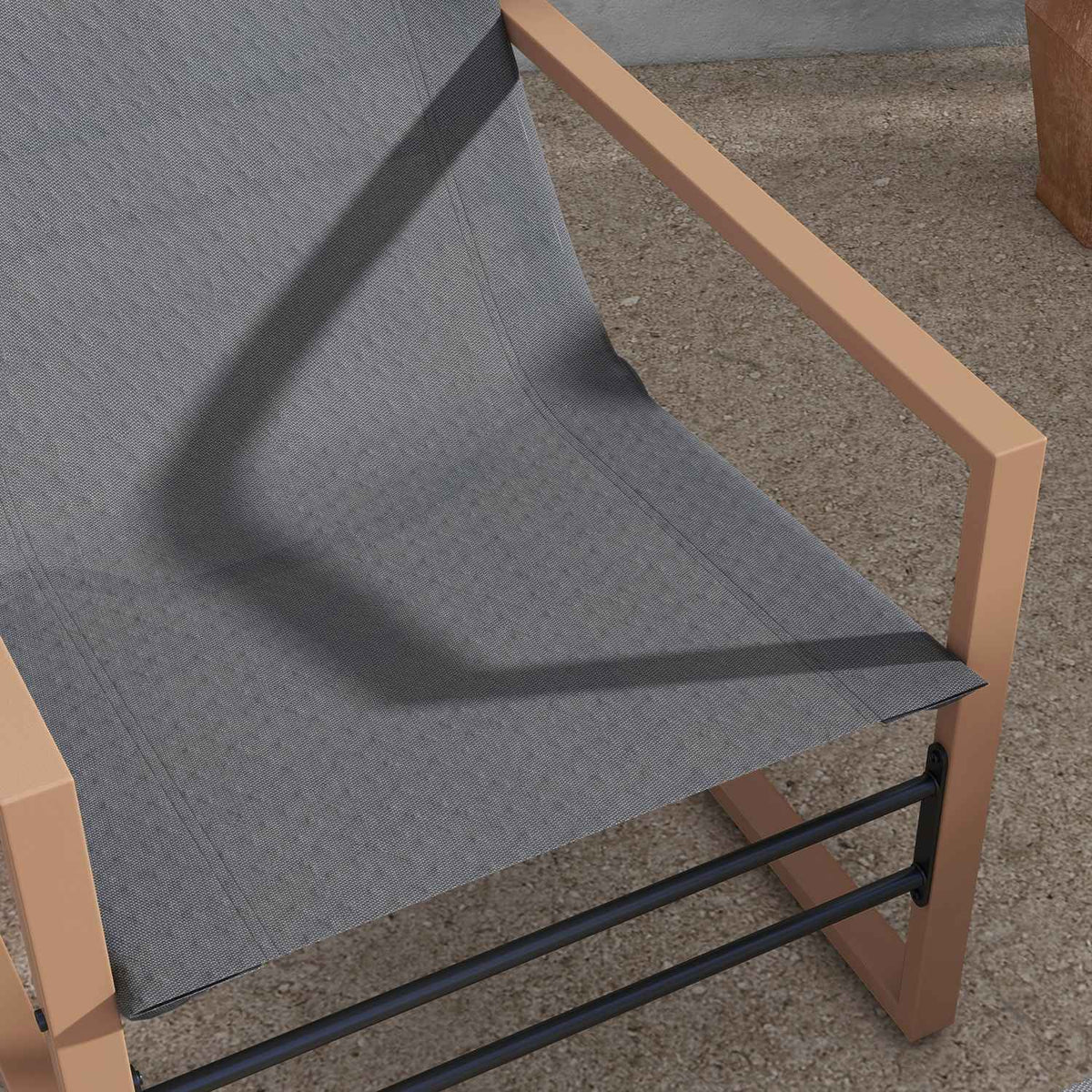 Patio Chair Stool Garden Chair Set Mesh Cover Metal Frame Dark Gray