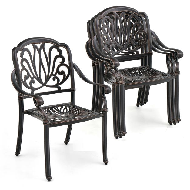 Patio Dining Chairs, 2-Pack Cast Aluminum Armchairs