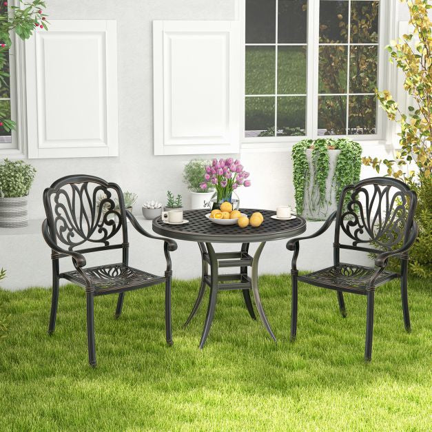 Patio Dining Chairs, 2-Pack Cast Aluminum Armchairs