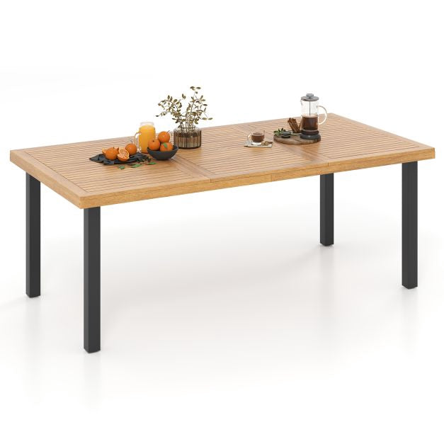 Patio Dining Table 200x100cm, Acacia Top, Umbrella Hole