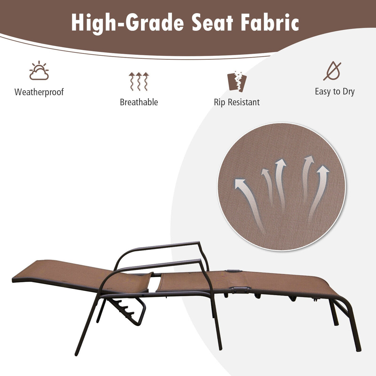 Patio Folding Chaise Lounge Set, 2-Pack, Adjustable Back
