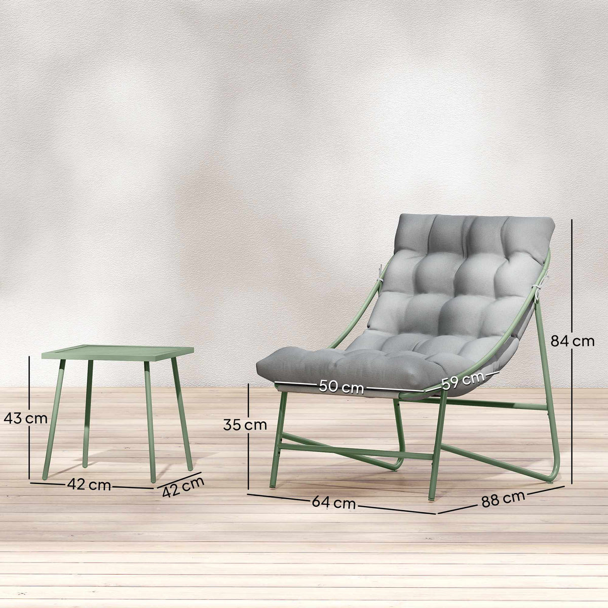 Patio Furniture Set – 2 Chairs, Table, Steel Frame