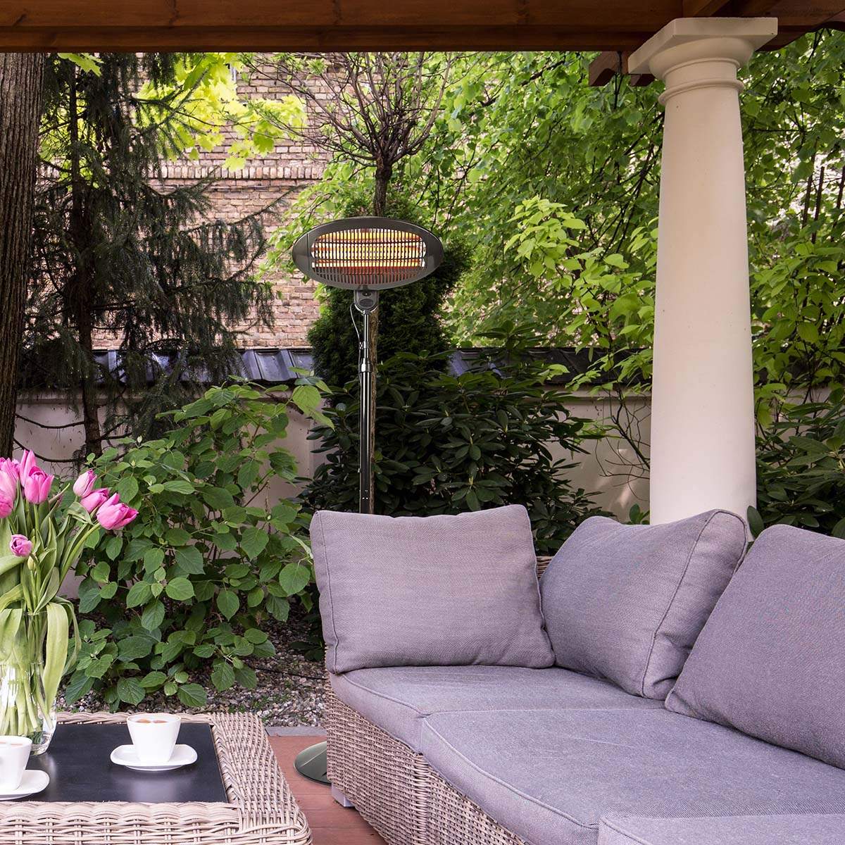 Patio Heater | 2000 W | 3 Heat settings | Protection against falling | IP34 | Black