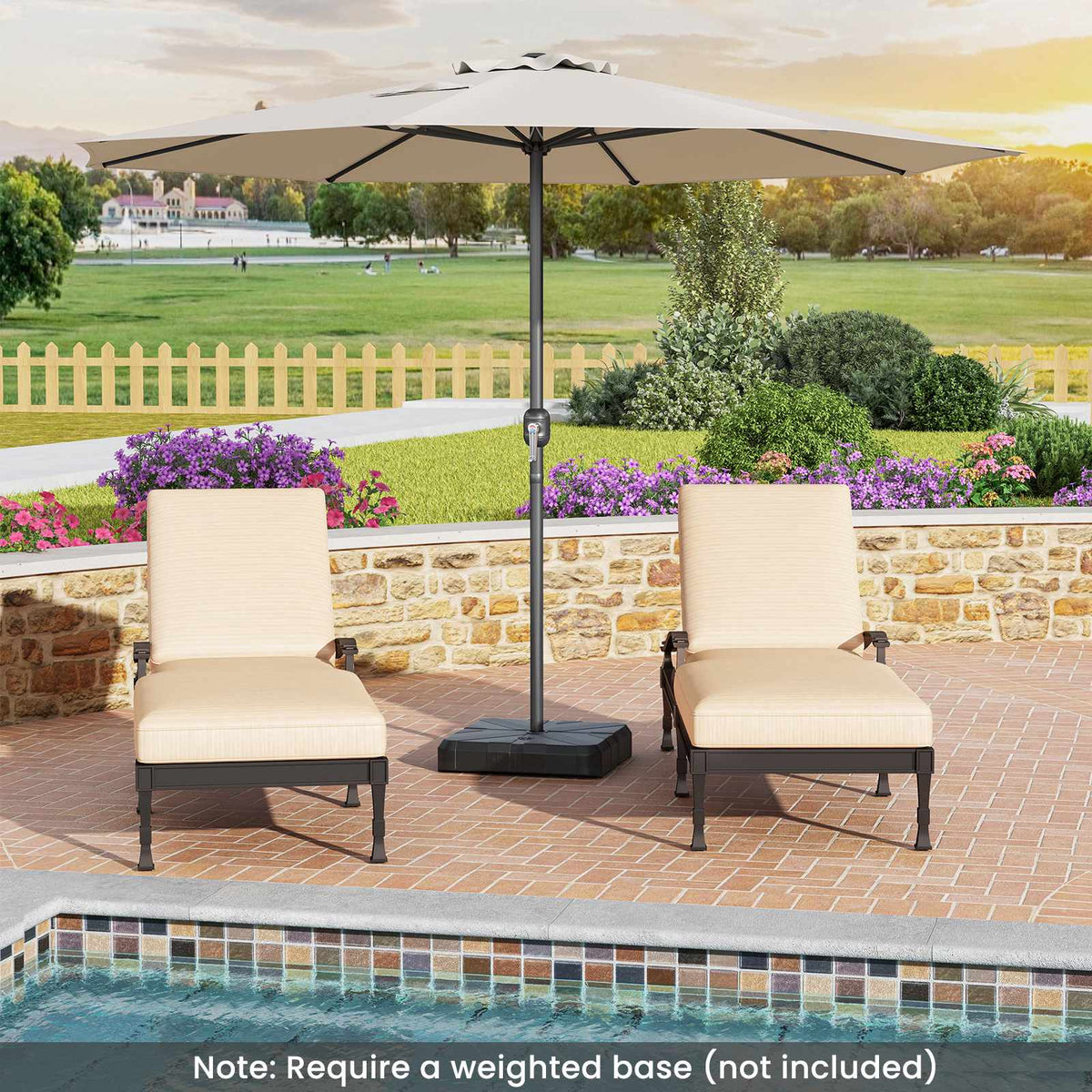 Patio Market Umbrella 3.6 m, Crank Handle, Beige