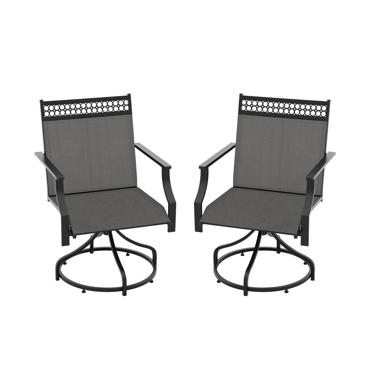 Patio Swivel Dining Chairs, Set of 2, Quick-Dry, Gray