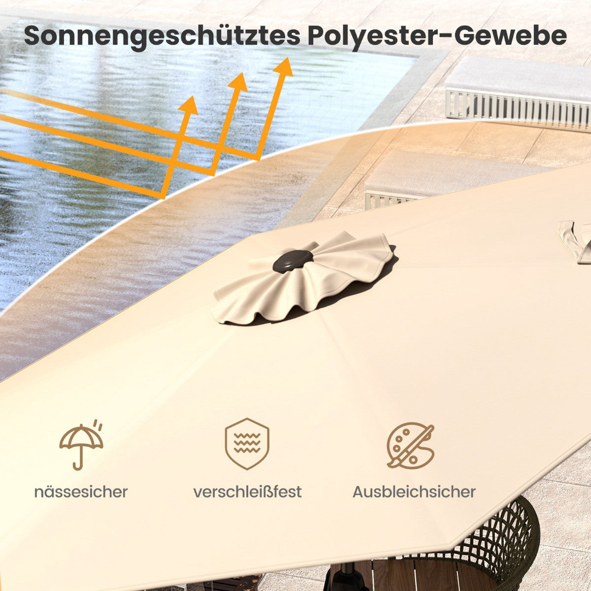 Patio Umbrella 230 cm with Crank and Tilt, Beige