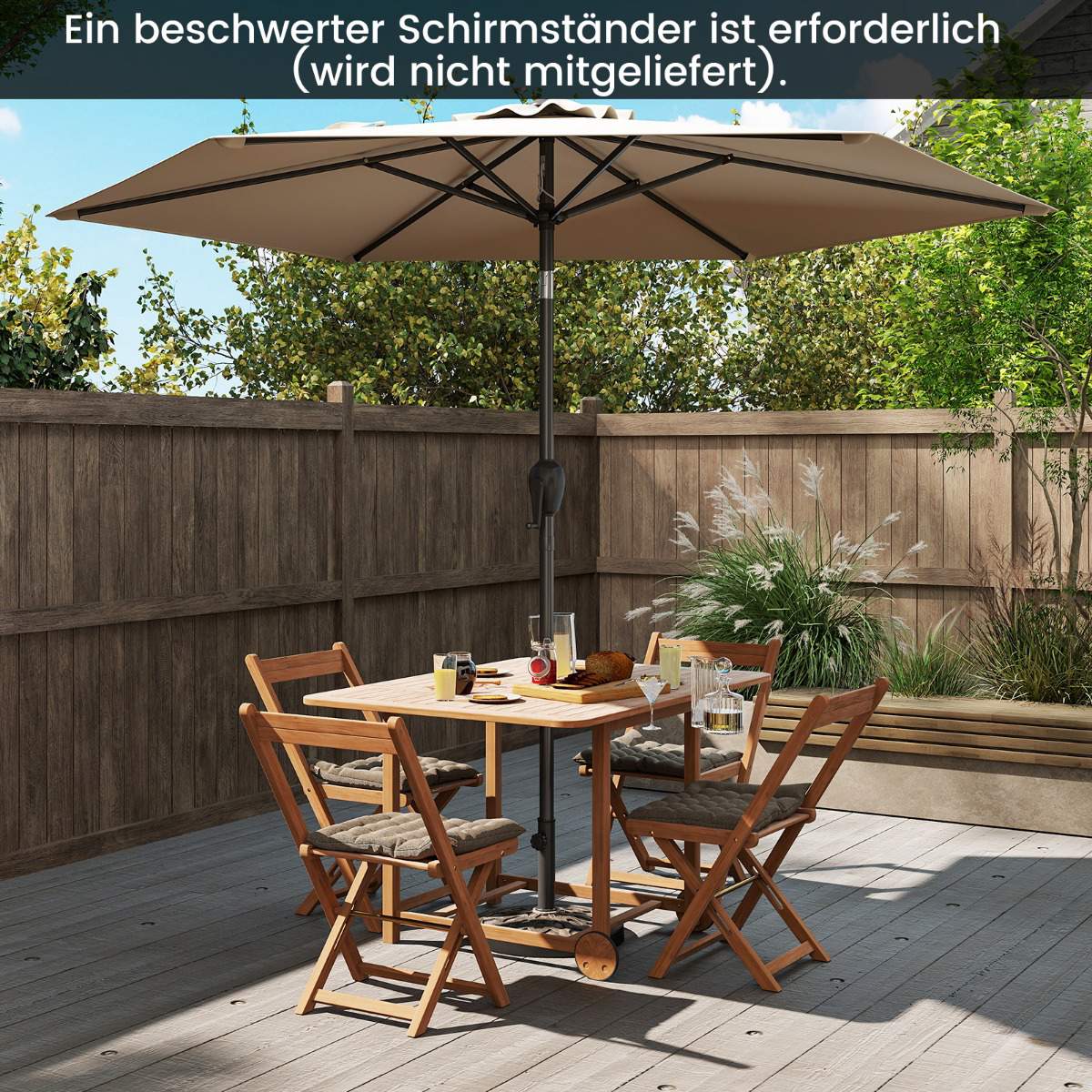 Patio Umbrella 230 cm with Crank and Tilt, Beige