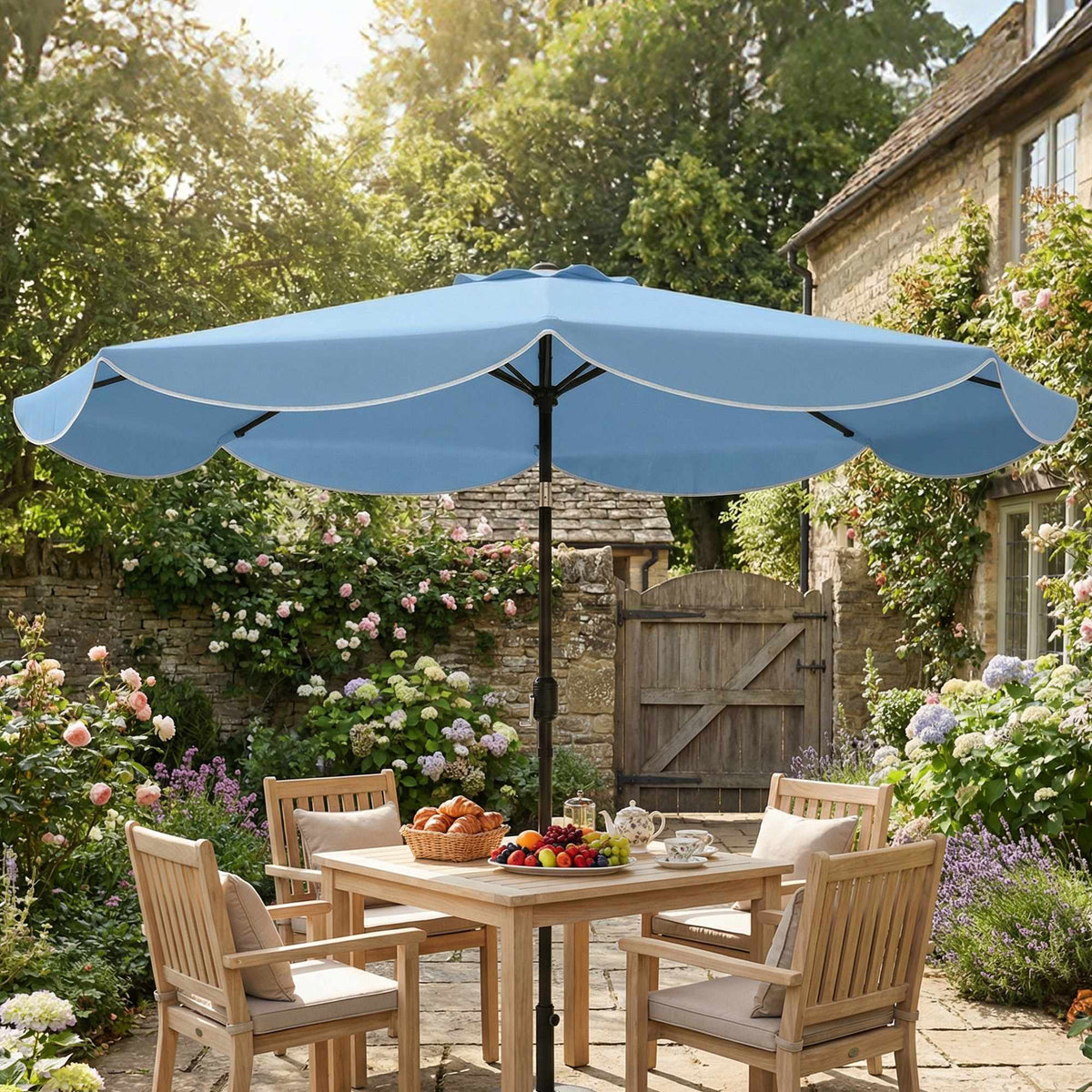 Patio Umbrella, 265 cm, Adjustable Tilt, Blue