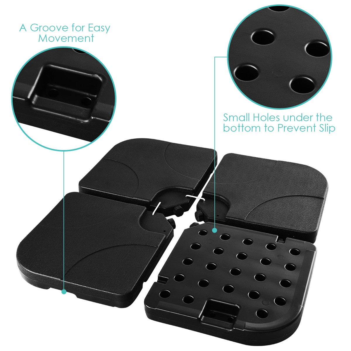 Patio Umbrella Base, Fillable Water or Sand, HDPE Black