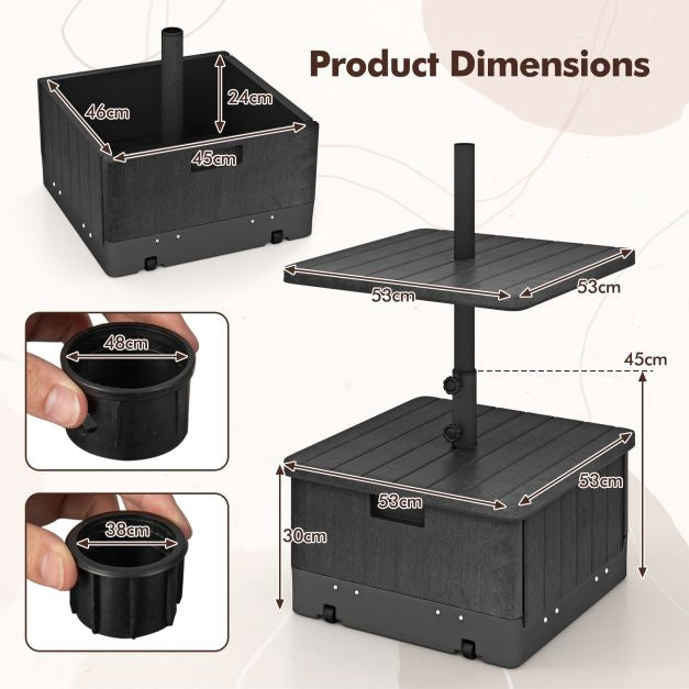 Patio Umbrella Base With Planter, Tray, Weighted Bag
