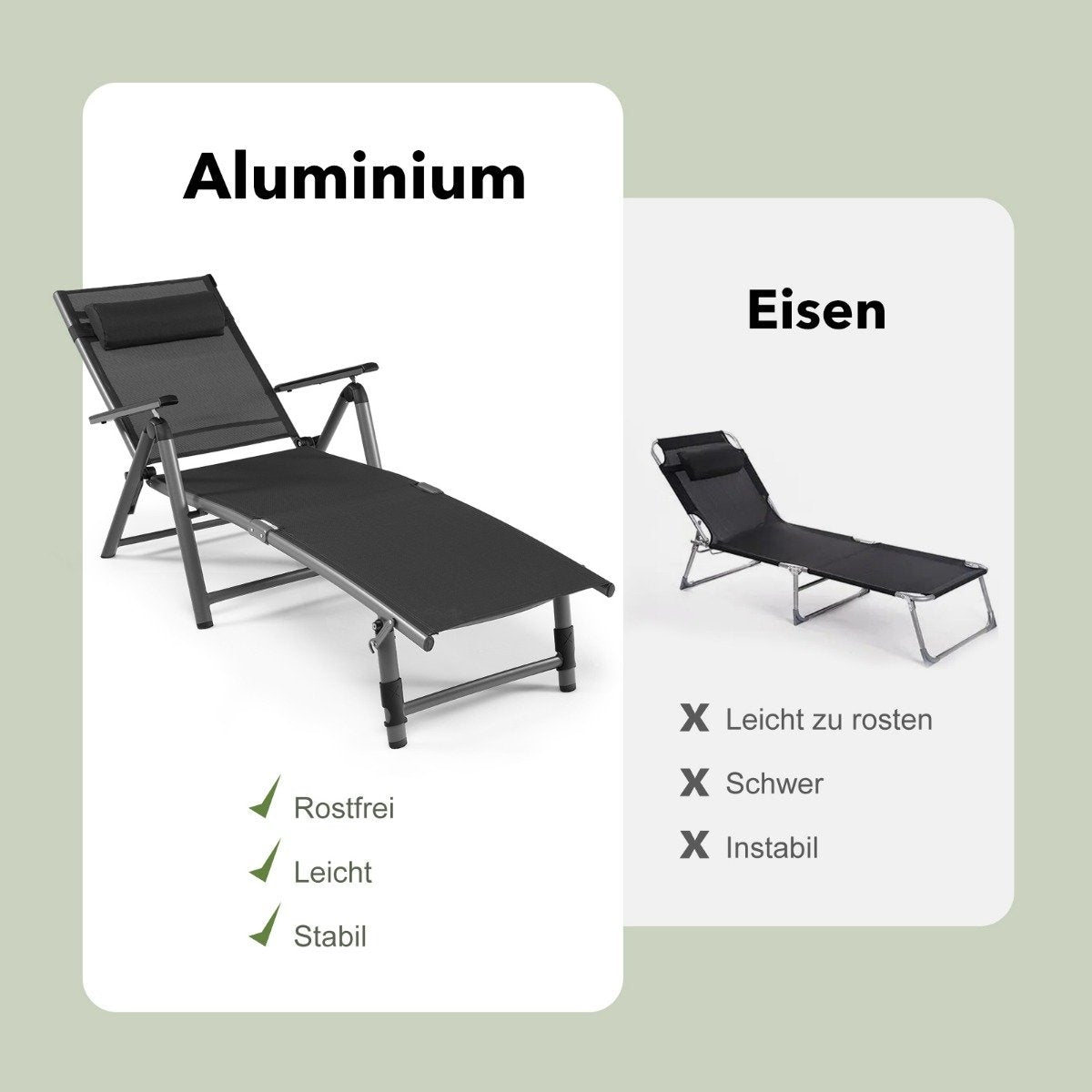 Patio deck chair outdoor patio chair folding lounger with 8 adjustable backs black