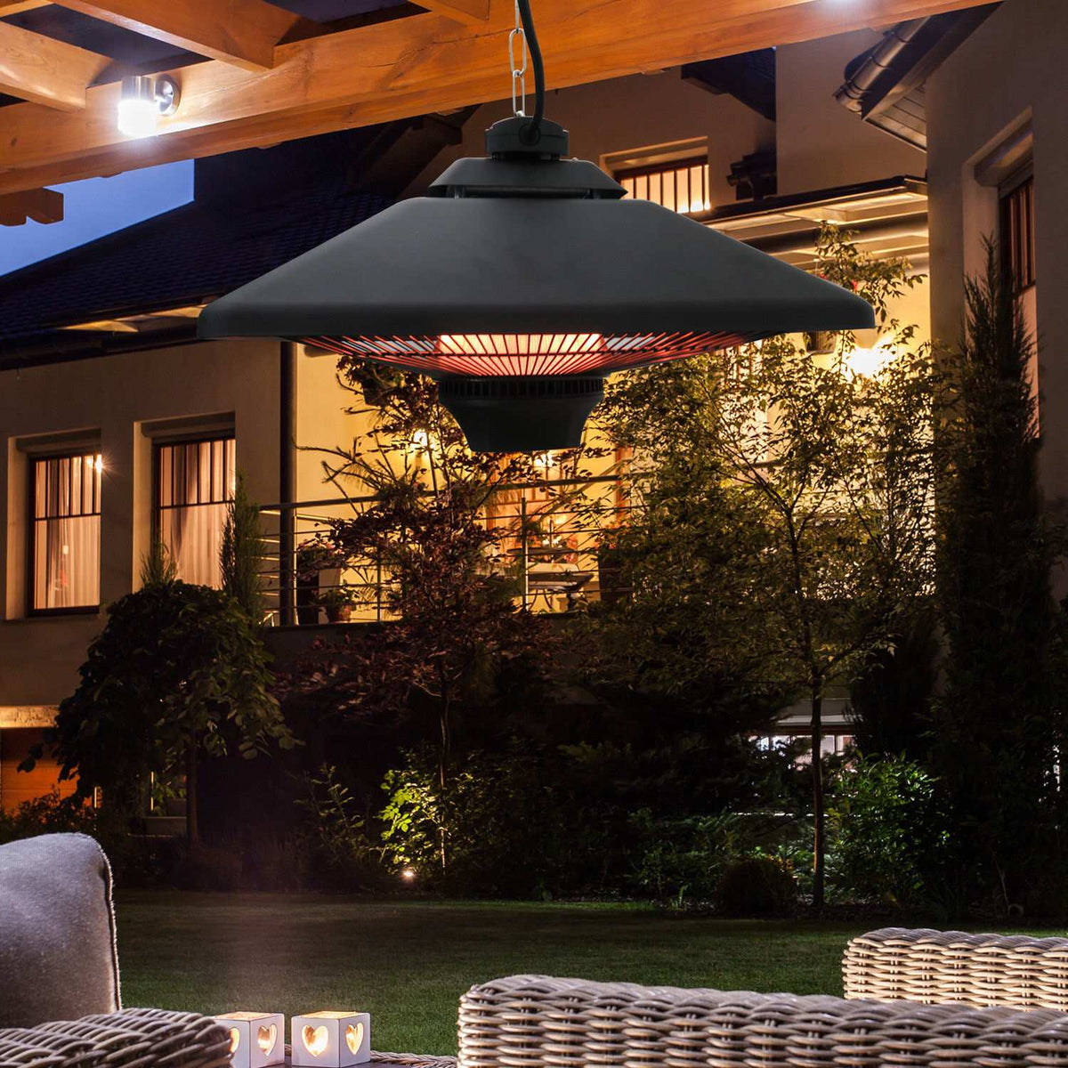 Patio heater ceiling heater remote control LED lighting 2000W 43x43x25cm