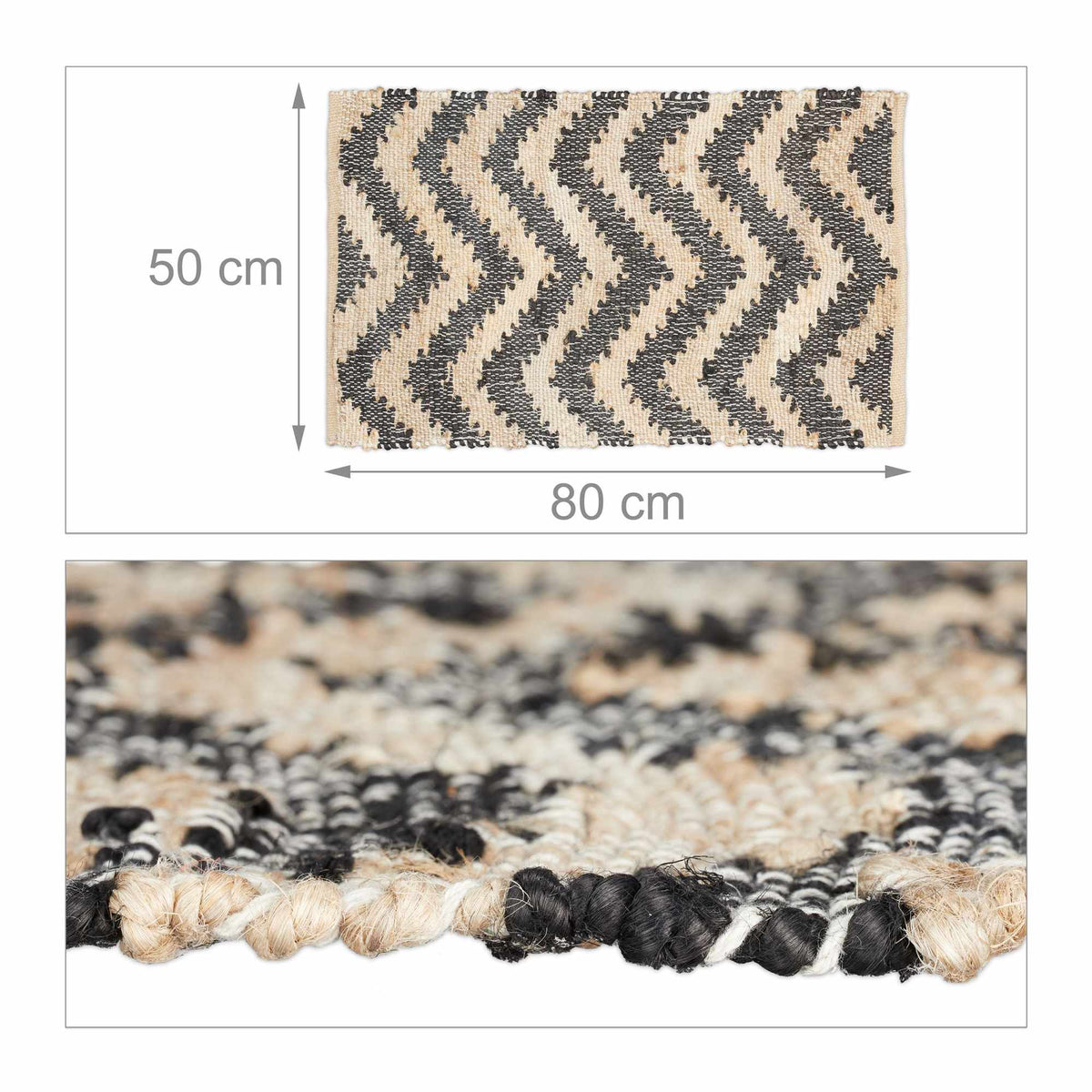 Patterned jute rug 50 x 80 cm