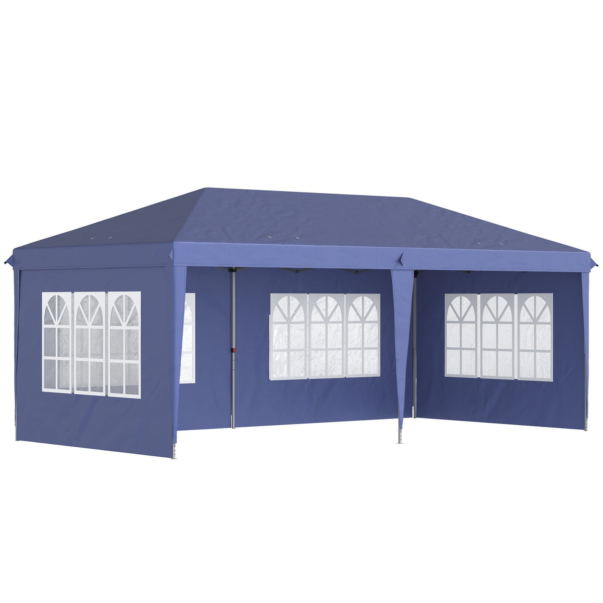 Pavilion 2.95 x 5.85 m party tent, folding pavilion with UV protection, pop up pavilion with windows & side walls, garden tent made of Oxford & steel, blue