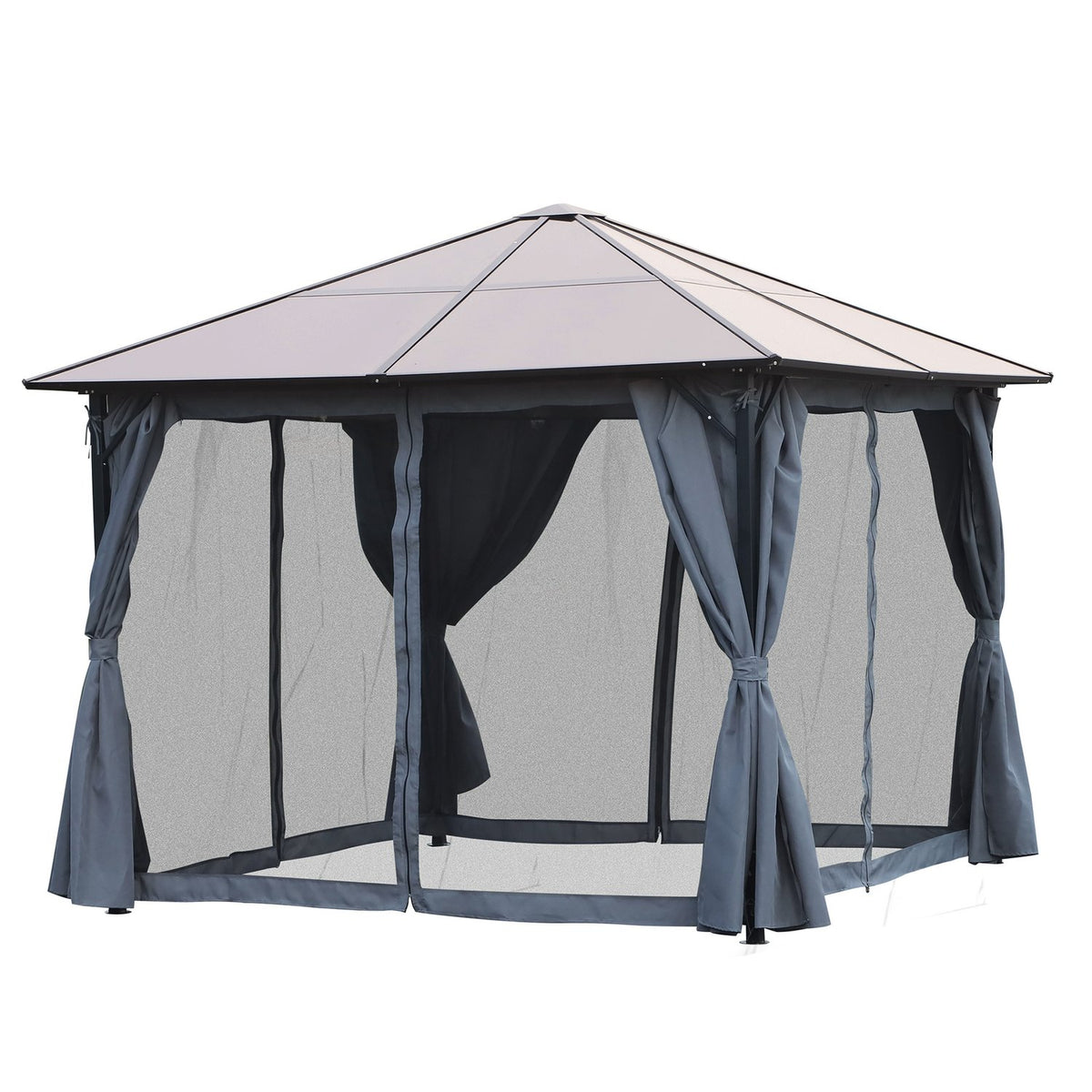 Pavilion 3 X 3M Garden Pavilion Party Tent With Side Panels Pc Roof Aluminum Dark Gray