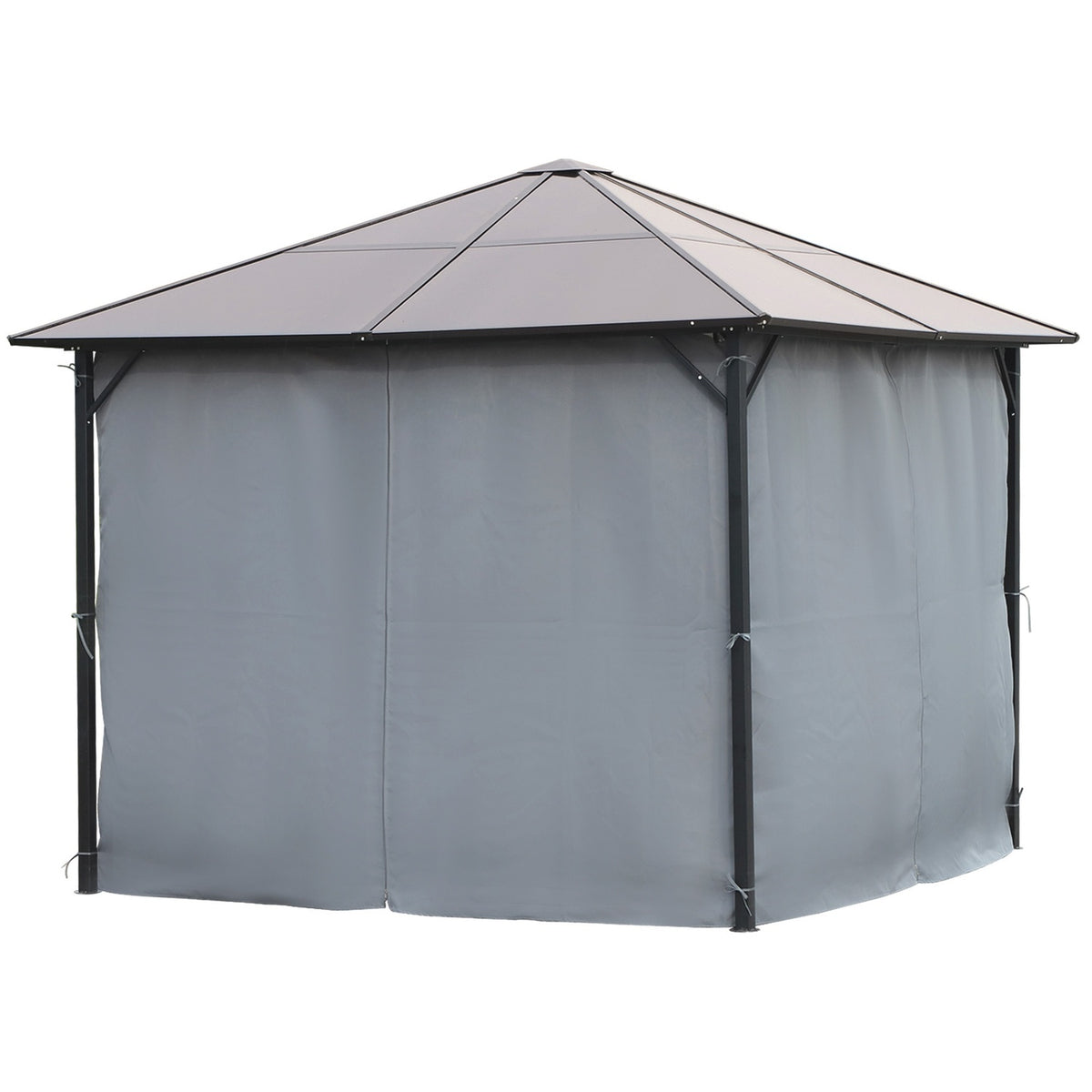 Pavilion 3 X 3M Garden Pavilion Party Tent With Side Panels Pc Roof Aluminum Dark Gray