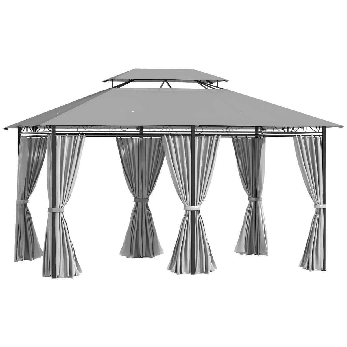 Pavilion 3x4m garden pavilion with 6 side panels, party tent, marquee with double roof, waterproof, dark gray for garden & events |