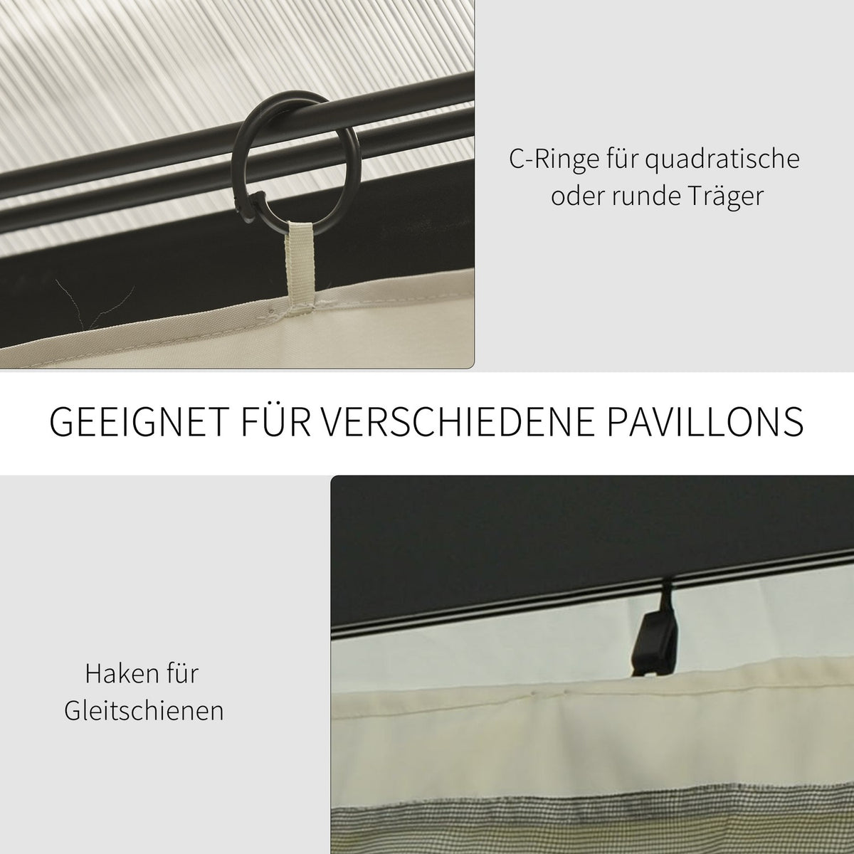 Pavilion 4 Side Panels For 3X4 M Garden Pavilion Party Tent Polyester Beige 352 X 205 Cm