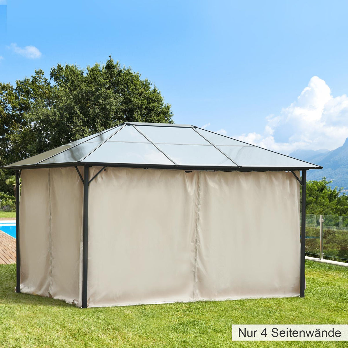 Pavilion 4 Side Panels For 3X4 M Garden Pavilion Party Tent Polyester Beige 352 X 205 Cm