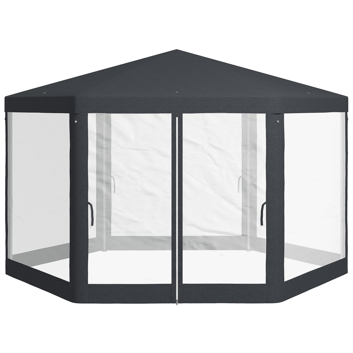 Pavilion 4x4 m garden pavilion with mosquito net, hexagonal, party tent made of polyester & metal, dark gray for garden parties