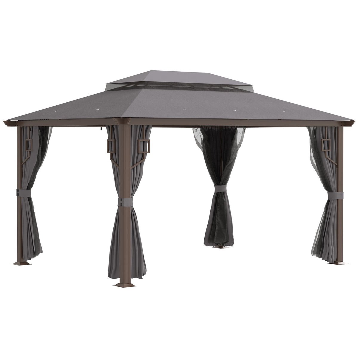 Pavilion Garden Pavilion 4 X 3 M Garden Tent Marquee Party Tent With 4X Side Panels 4 X Mosquito Net Breathable Double Roof Metal Polyester