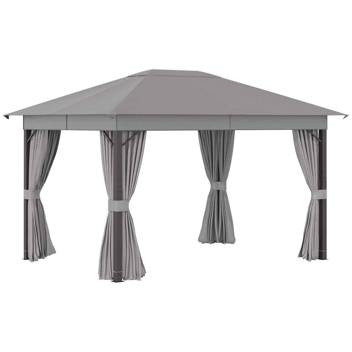 Pavilion Garden Pavilion 4 X 3 M Garden Tent Marquee Party Tent With 4 X Side Panels Aluminum Polyester Grey
