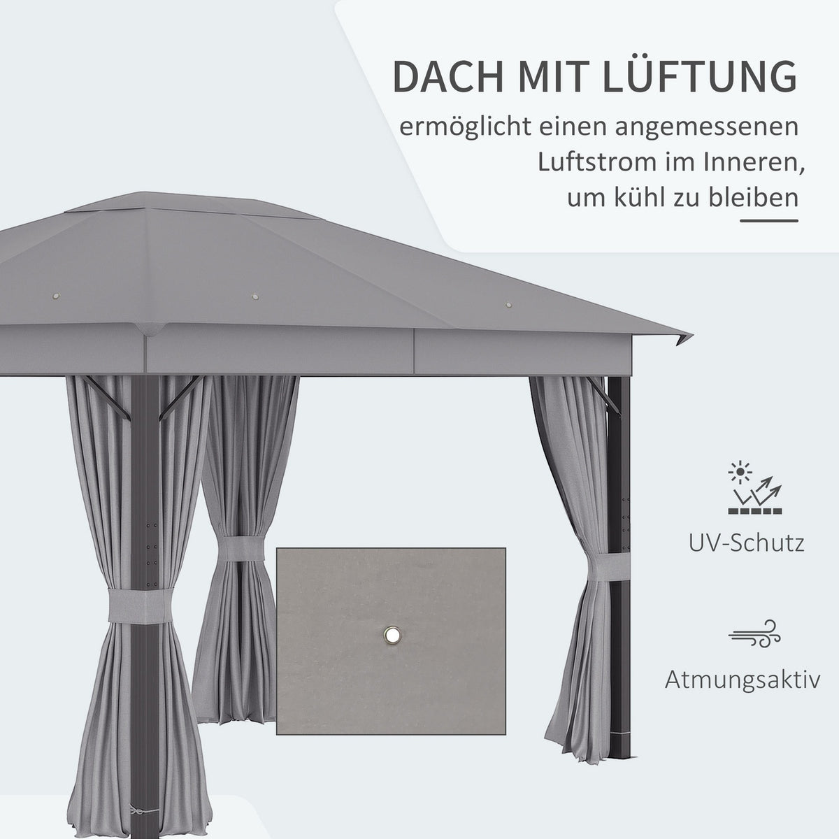 Pavilion Garden Pavilion 4 X 3 M Garden Tent Marquee Party Tent With 4 X Side Panels Aluminum Polyester Grey
