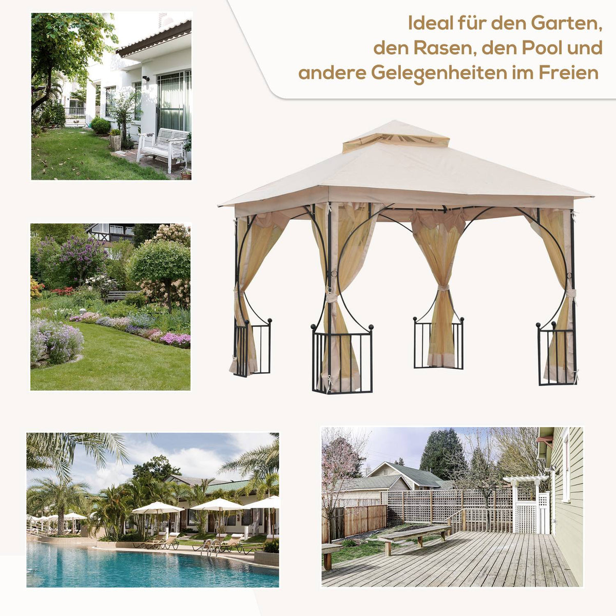 Pavilion Garden Pavilion Party Tent Garden Tent Marquee Double Roof 3X3M