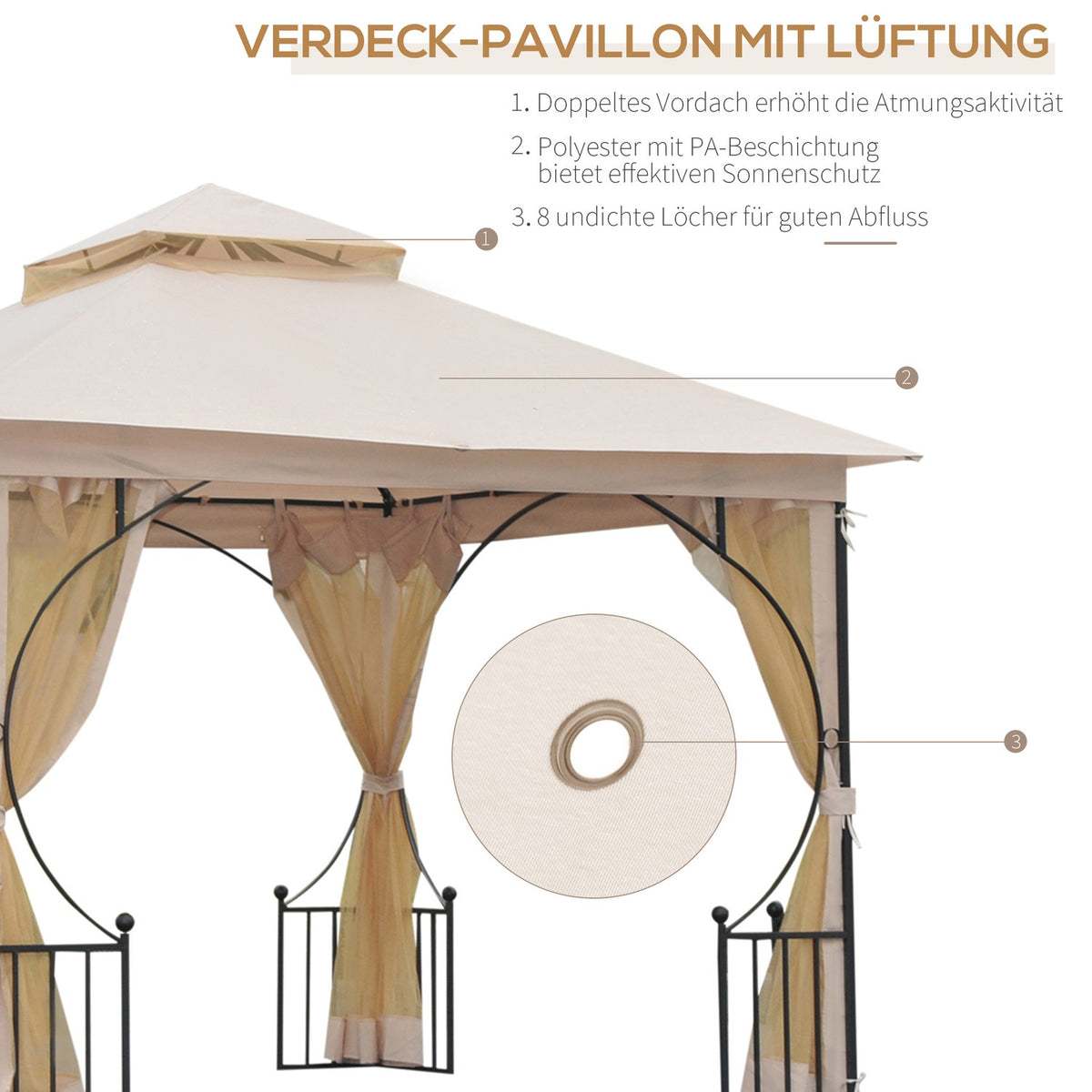 Pavilion Garden Pavilion Party Tent Garden Tent Marquee Double Roof 3X3M