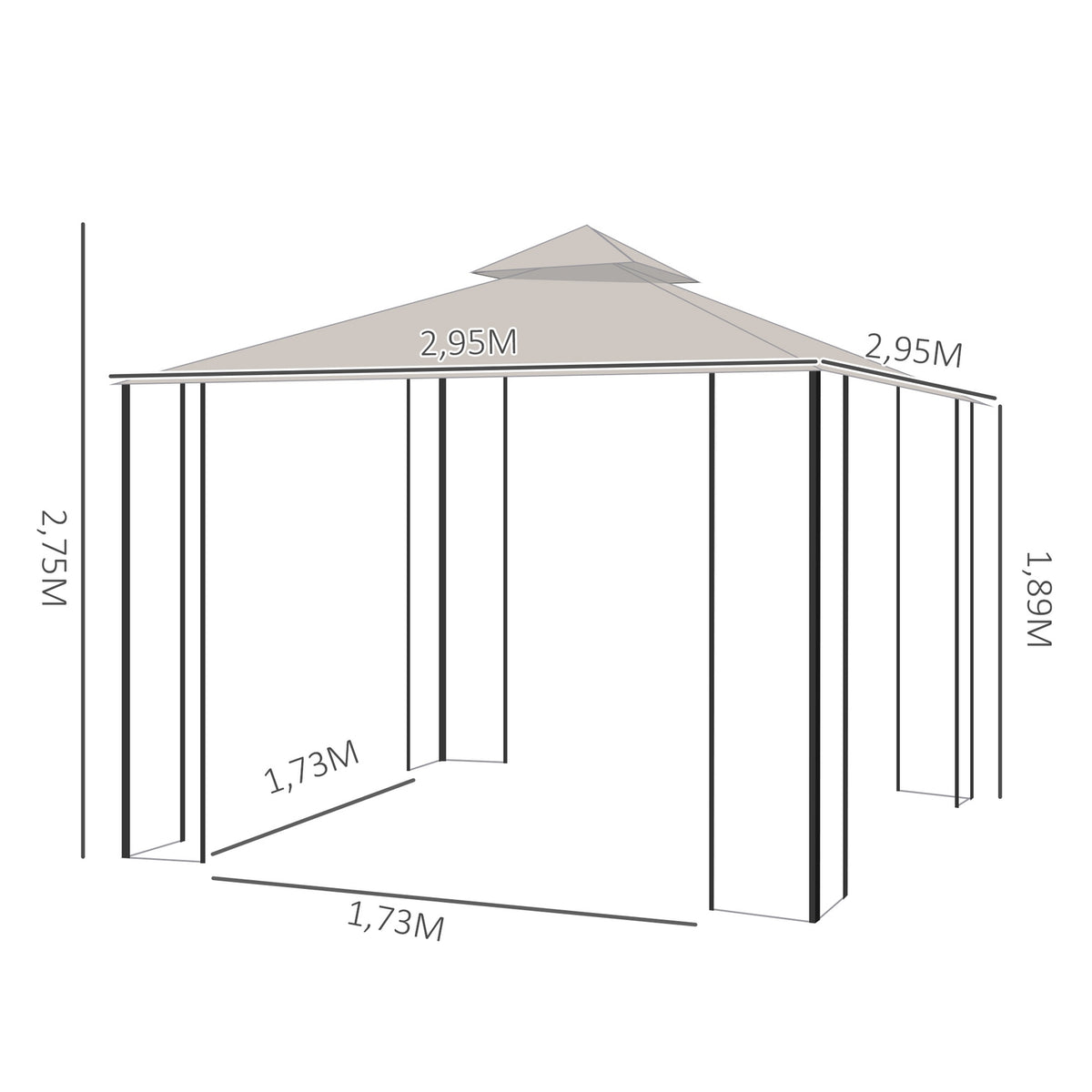 Pavilion Garden Pavilion Party Tent Garden Tent Marquee Double Roof 3X3M