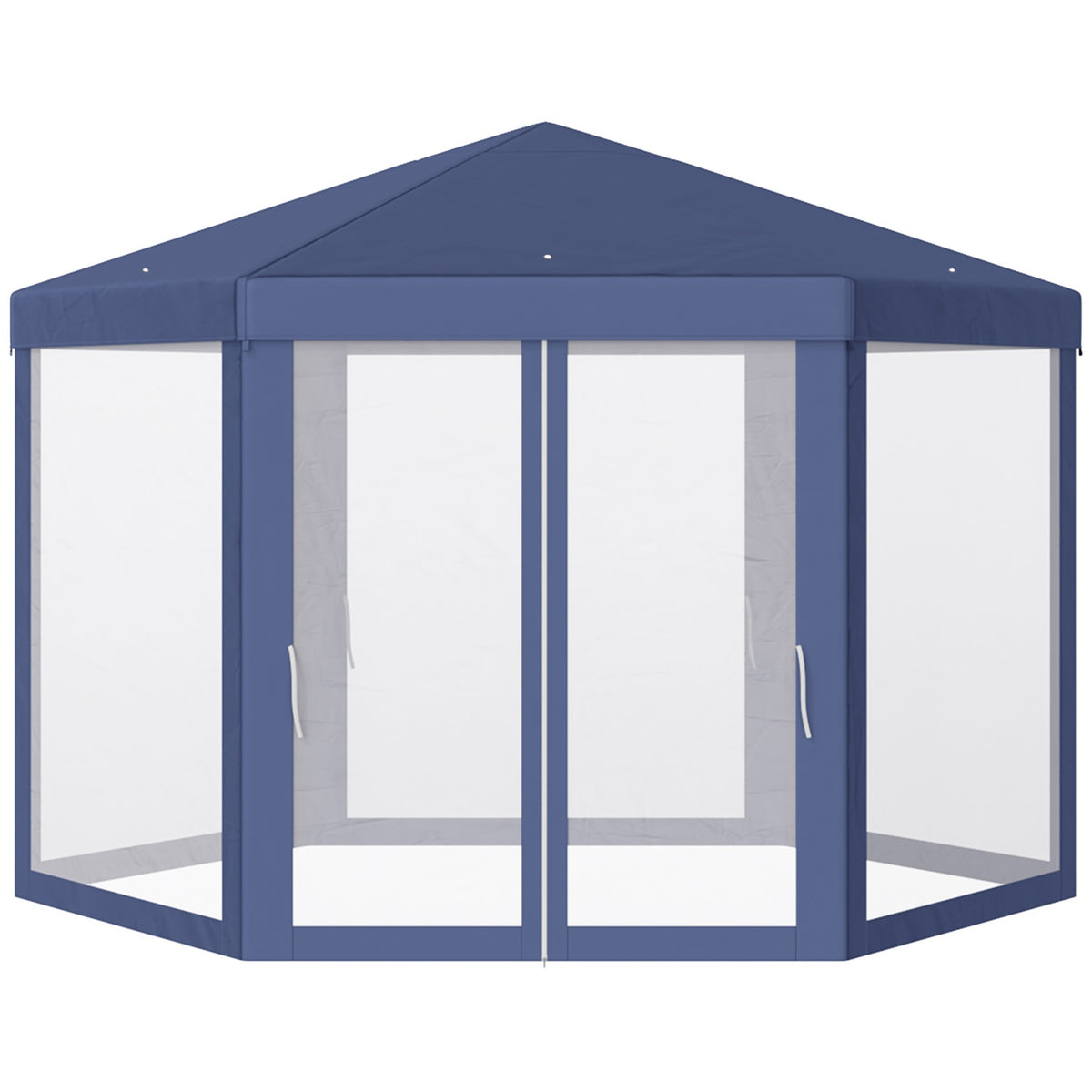 Pavilion Garden Pavilion With Mosquito Net, Hexagonal, Polyester+Metal, Blue, 195X250X250Cm