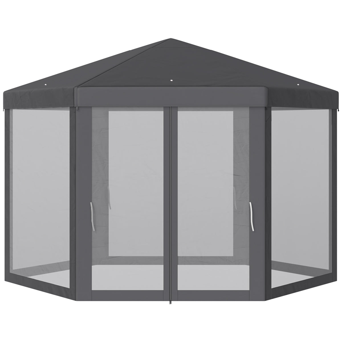 Pavilion Garden Pavilion With Mosquito Net Party Tent Garden Tent Marquee Tent Hexagonal Polyester + Metal Gray 394X341.2X250Cm