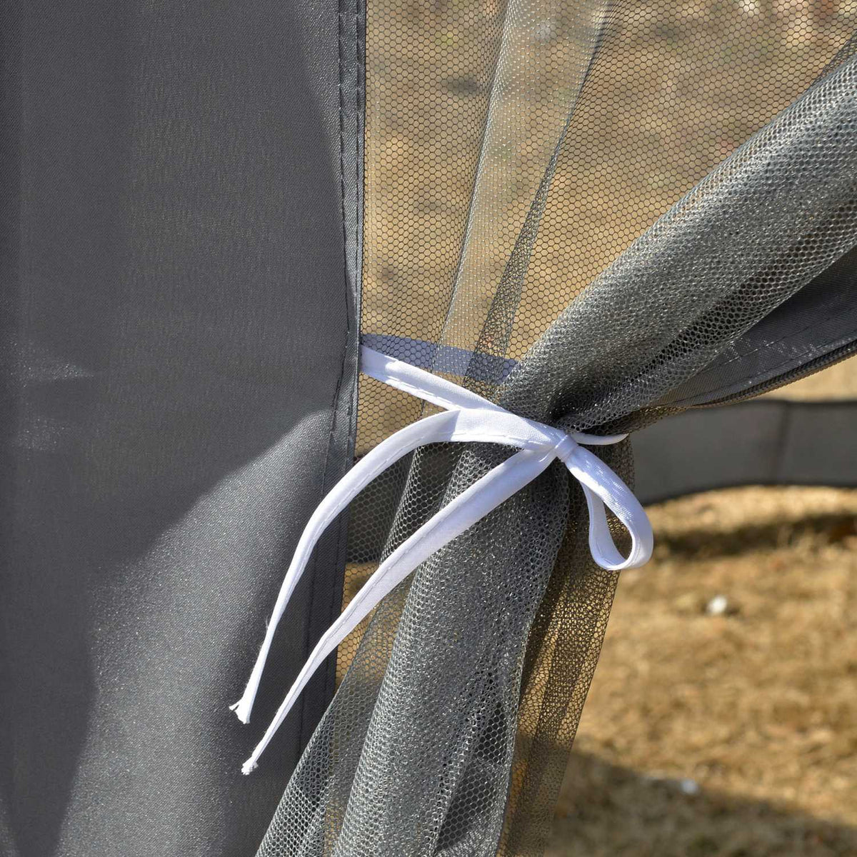 Pavilion Garden Pavilion With Mosquito Net Party Tent Garden Tent Marquee Tent Hexagonal Polyester + Metal Gray 394X341.2X250Cm