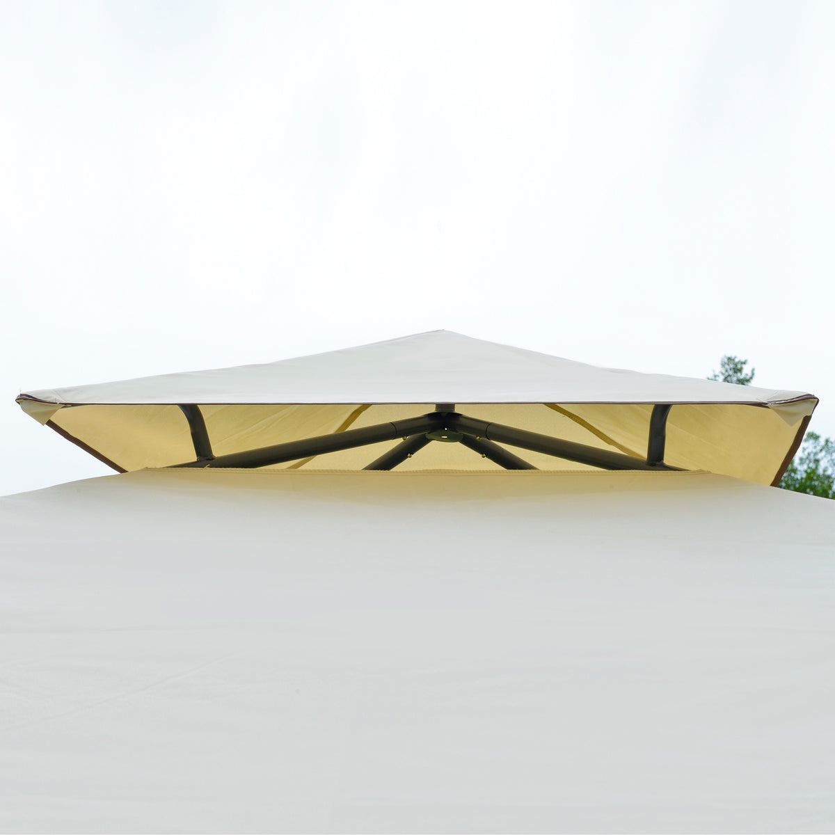 Pavilion Party Tent Double Roof 3.45X3.45X2.68M Metal Polyester Beige