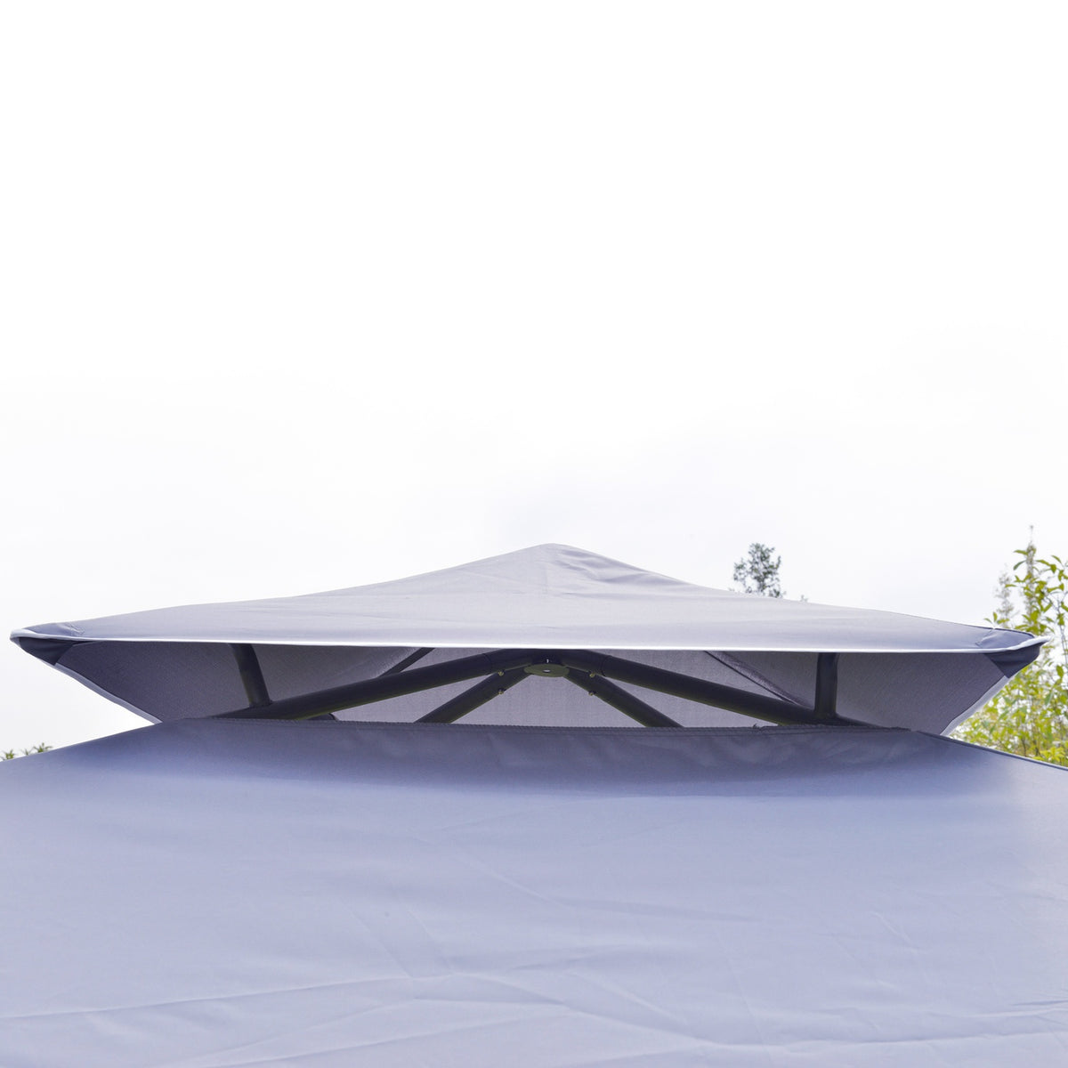 Pavilion Party Tent Double Roof 3.45X3.45X2.68M Metal Polyester Gray