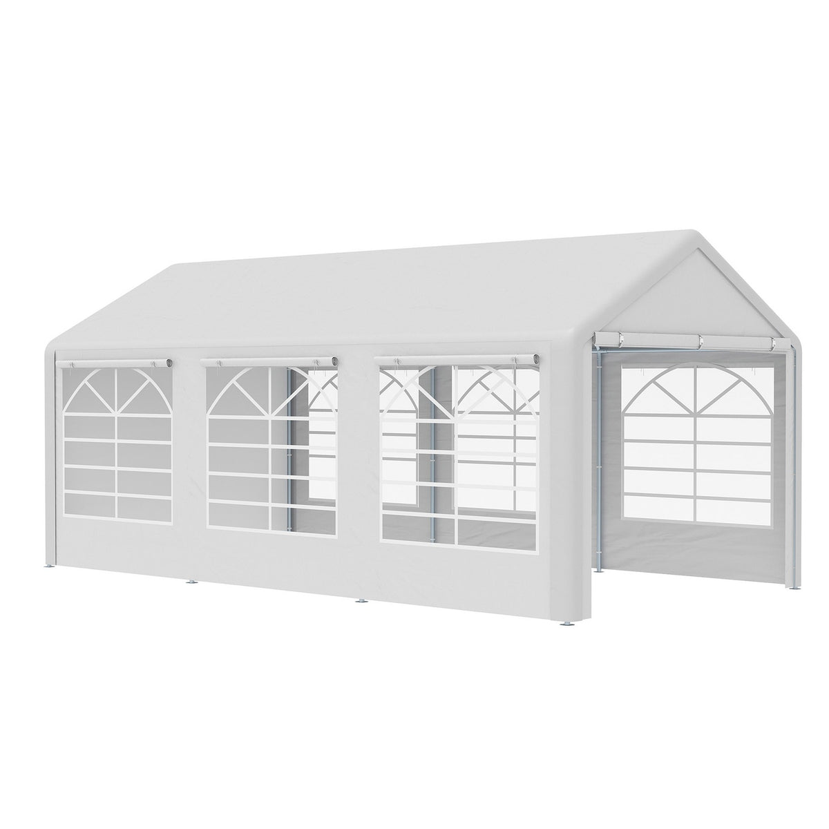 Pavilion Party Tent Garden Marquee Garden Pavilion With 4 Side Walls Window Polyester + Metal White 3X6M