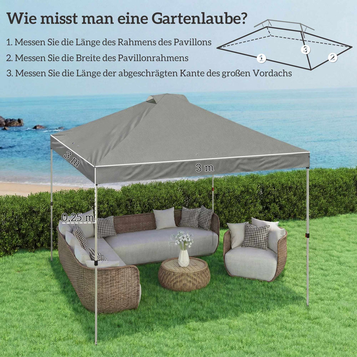 Pavilion Replacement Roof, 300x300 cm, UV50+, Waterproof