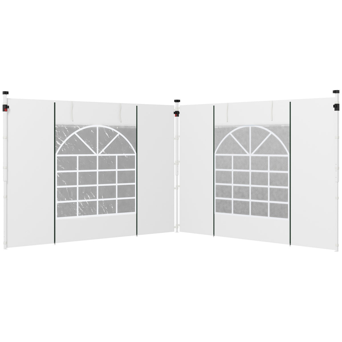 Pavilion Side Panels Set Of 2 Side Walls With Window & Door For 3X3/3X6 M Party Tent, Oxford, White