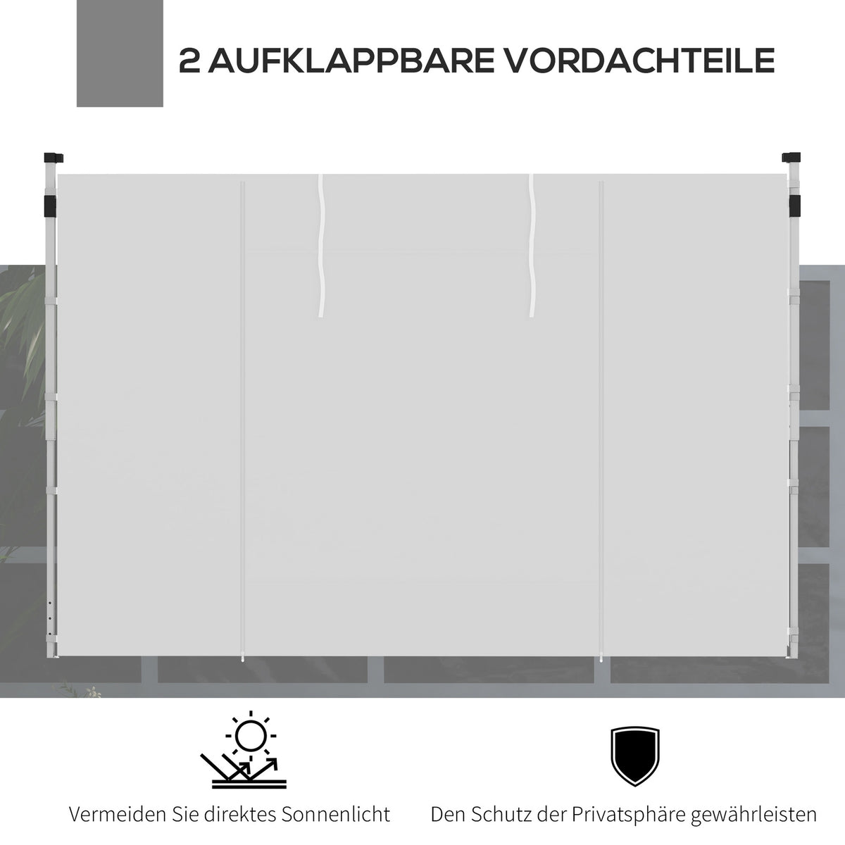 Pavilion Side Panels Set Of 2 Side Walls With Window & Door For 3X3/3X6 M Party Tent, Oxford, White