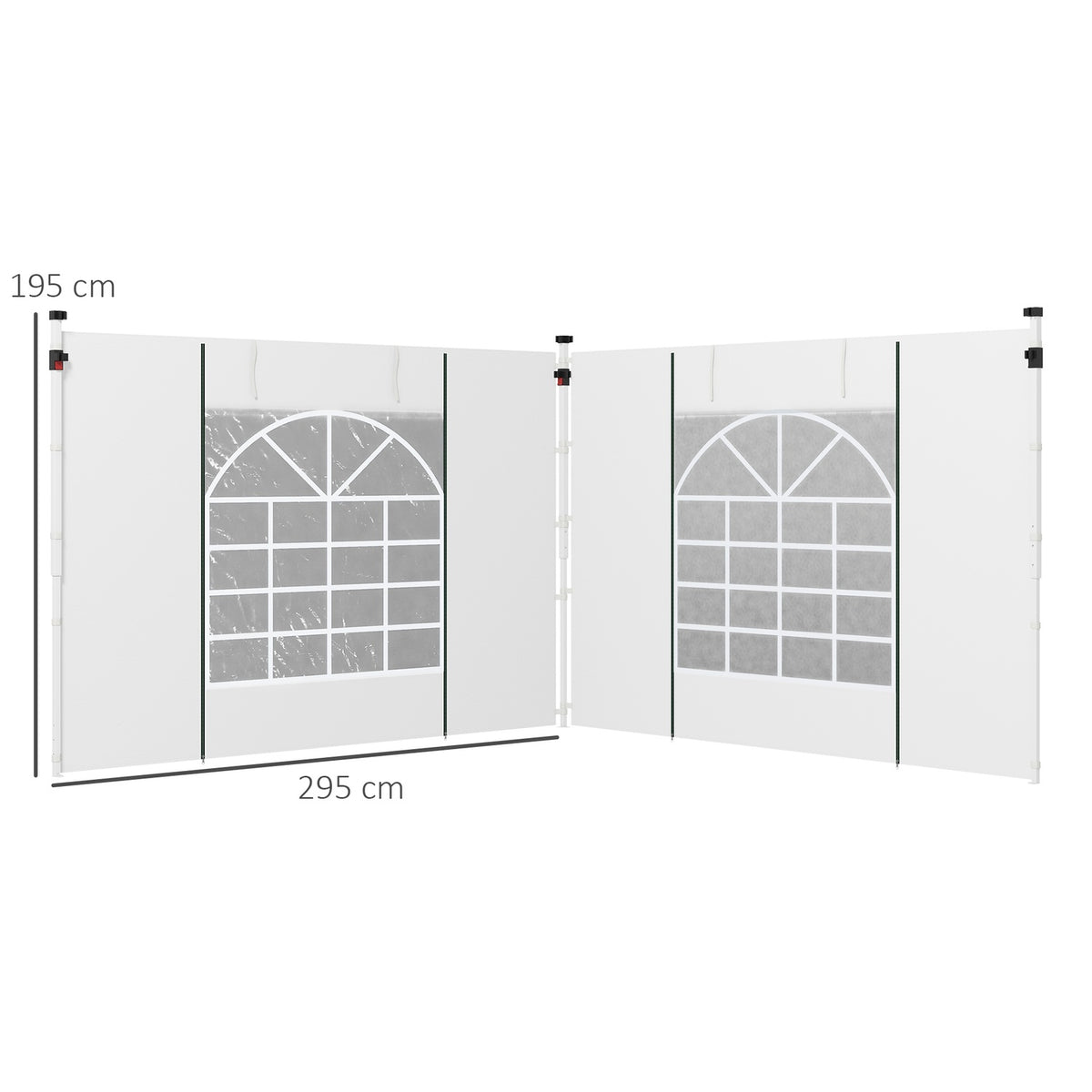 Pavilion Side Panels Set Of 2 Side Walls With Window & Door For 3X3/3X6 M Party Tent, Oxford, White