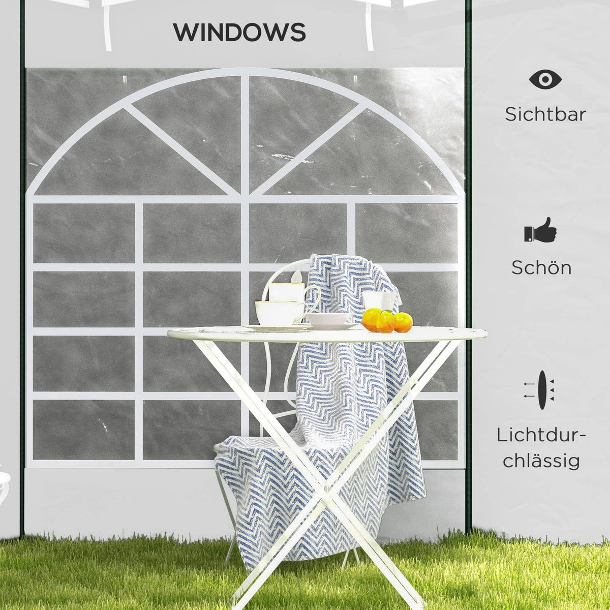 Pavilion Side Panels Set Of 2 Side Walls With Window & Door For 3X3/3X6 M Party Tent, Oxford, White