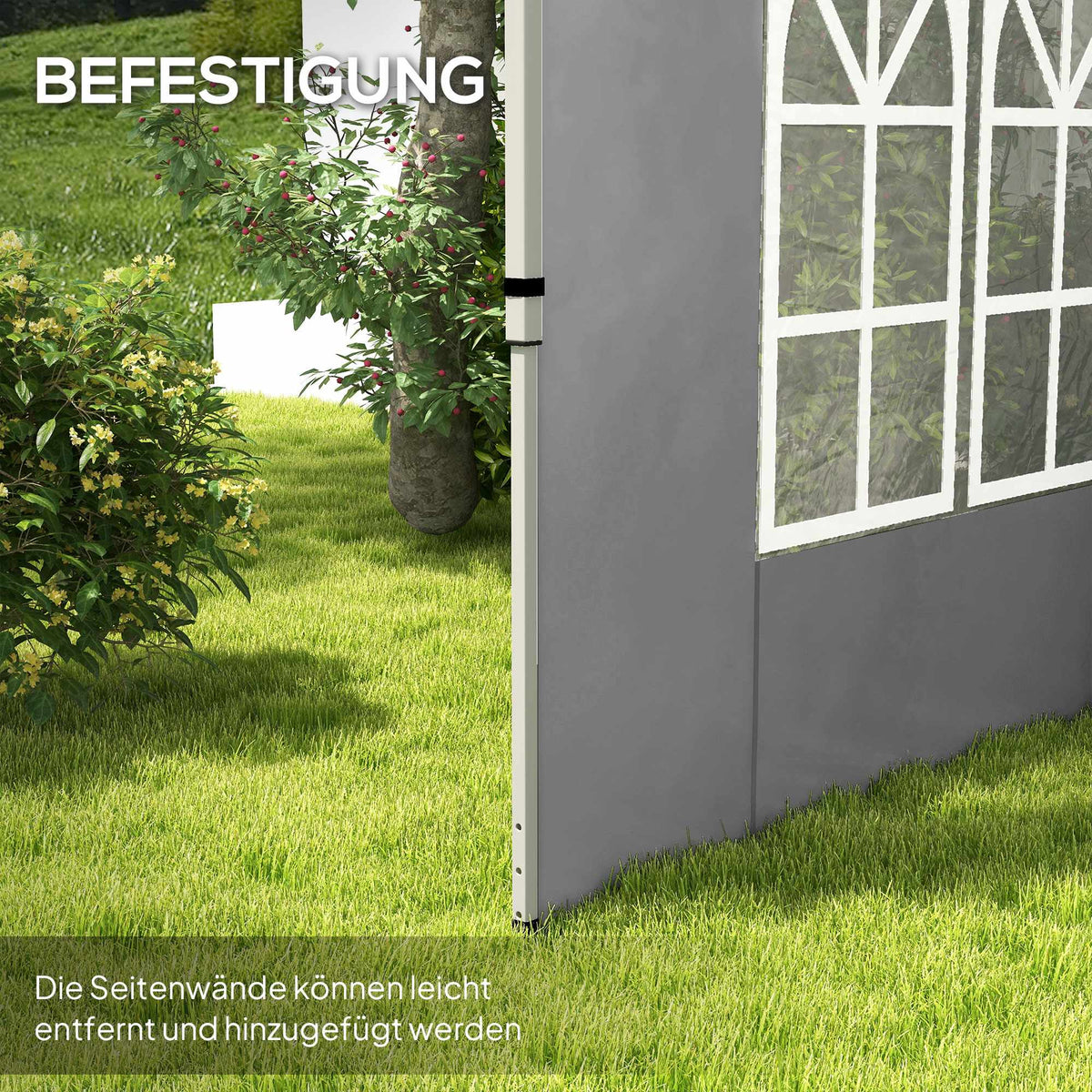 Pavilion Side Walls Set, 3x3/3x4m, Waterproof, Light Grey