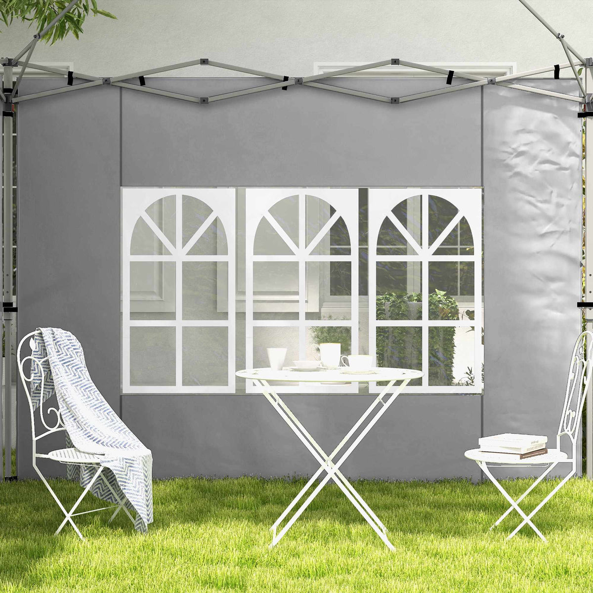 Pavilion Side Walls Set, 3x3/3x4m, Waterproof, Light Grey