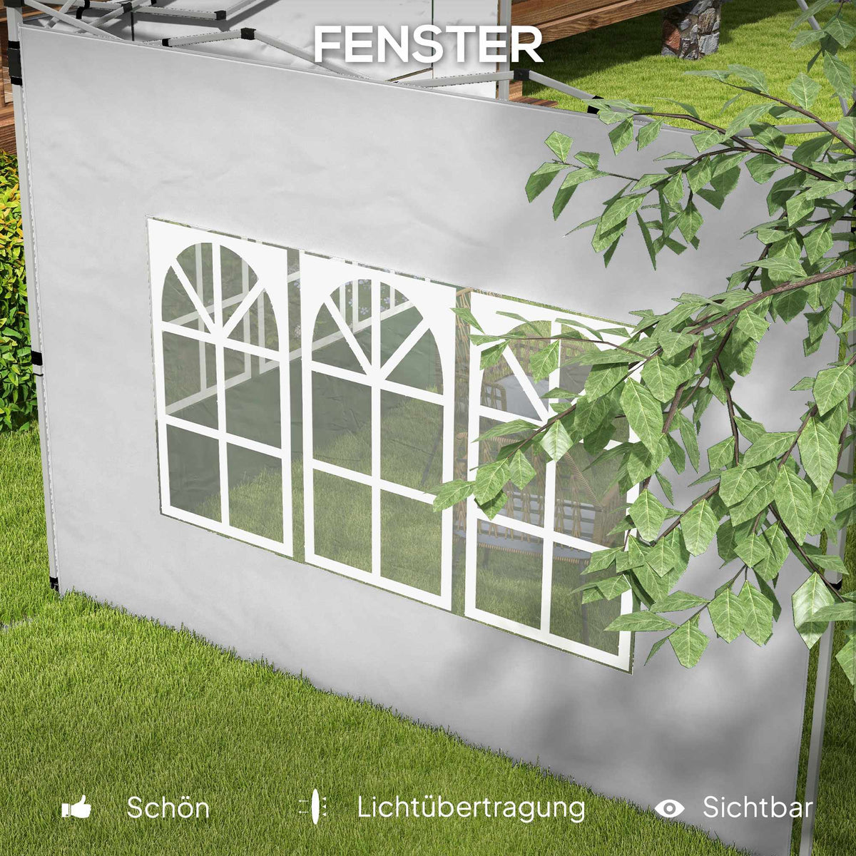 Pavilion Side Walls Set, 3x3/3x4m, Waterproof, Light Grey