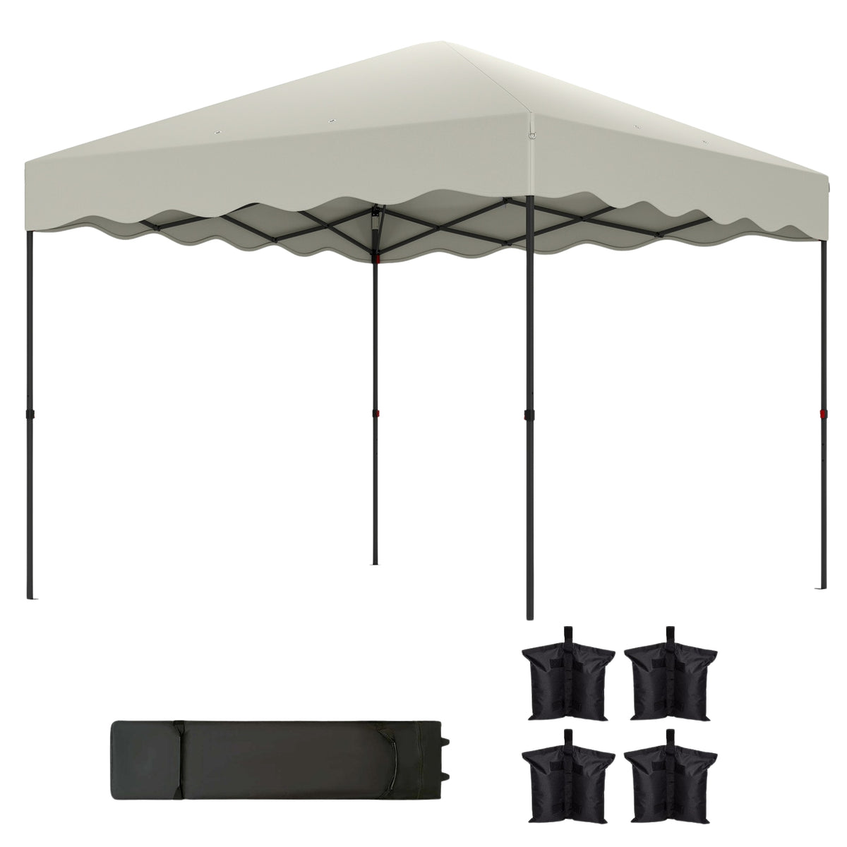 Pavilion approx. 3x3m, water-repellent, stable, winter-proof pop-up folding pavilion with UV protection 50+, foldable party tent, garden tent with roll-up bag, garden pavilion for camping, garden, cream white