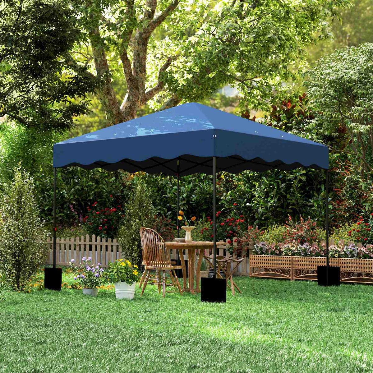 Pavilion approx. 3x3m, water-repellent, stable, winter-proof pop-up folding pavilion with UV protection 50+, foldable party tent, garden tent with roll-up bag, garden pavilion for camping, garden, dark blue