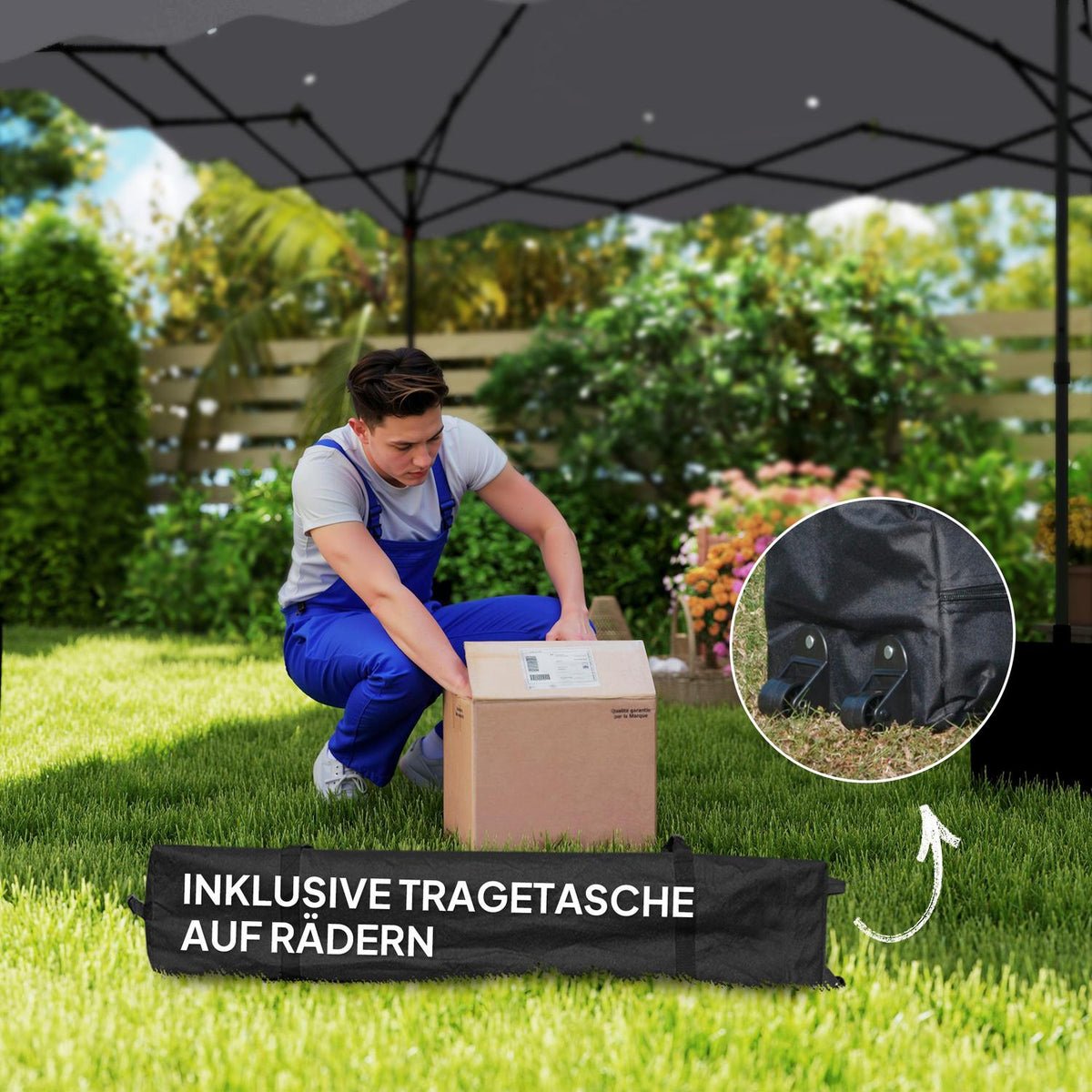 Pavilion approx. 3x3m, water-repellent, stable, winter-proof pop-up folding pavilion with UV protection 50+, foldable party tent, garden tent with roll-up bag, garden pavilion for camping, garden, light gray