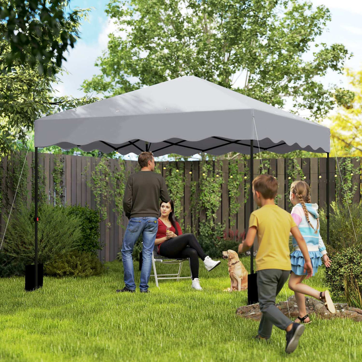 Pavilion approx. 3x3m, water-repellent, stable, winter-proof pop-up folding pavilion with UV protection 50+, foldable party tent, garden tent with roll-up bag, garden pavilion for camping, garden, light gray