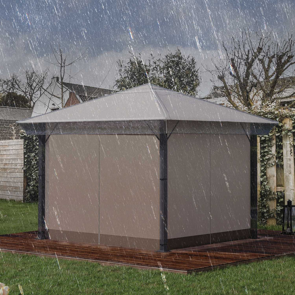 Pavilion cover 3x3m, waterproof, stable, winterproof protective cover, pavilion roof replacement cover for garden pavilion, replacement roof rain cover tarpaulin for garden tent, transparent
